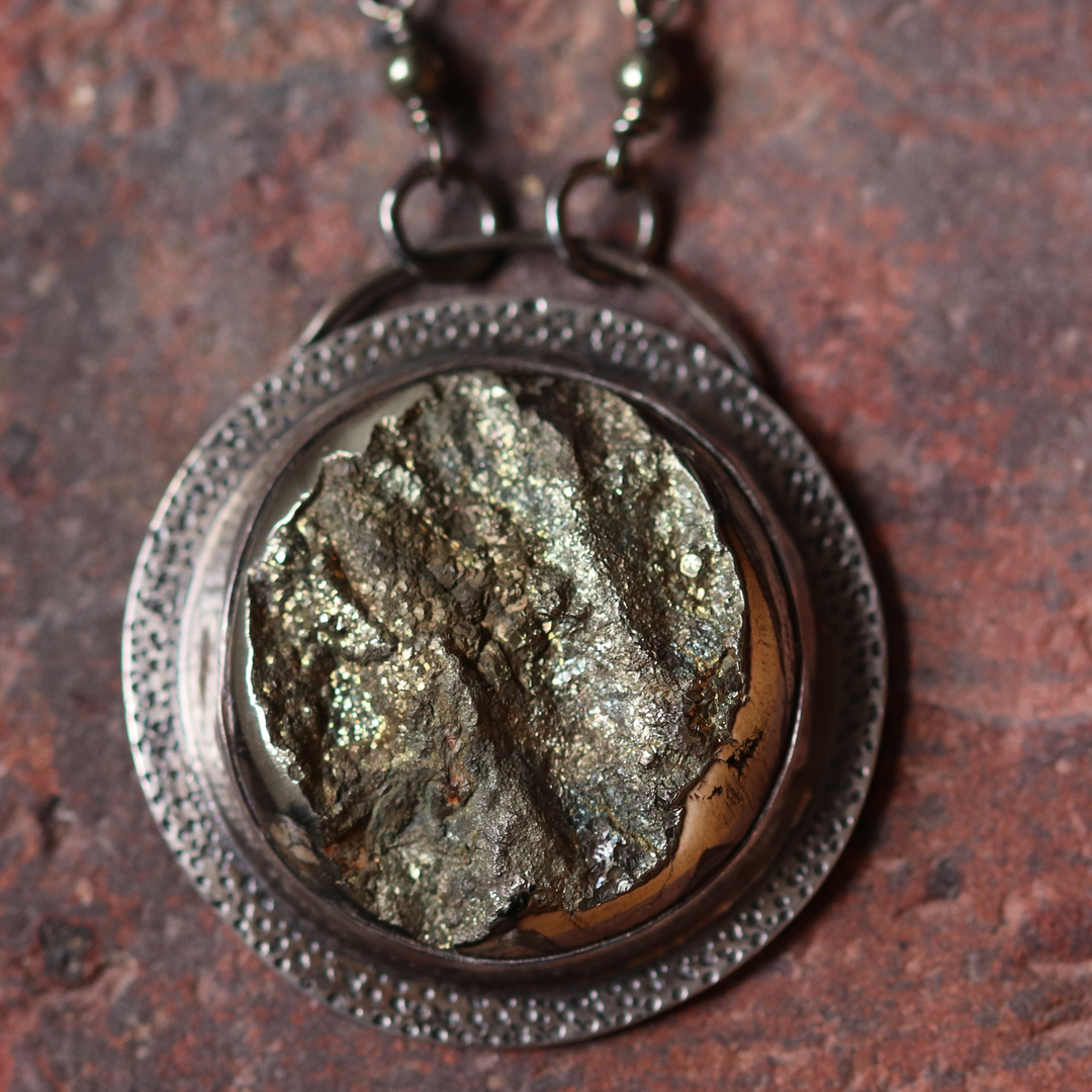 Pendentif ammonite pyritisée – Argent 925 avec chaîne