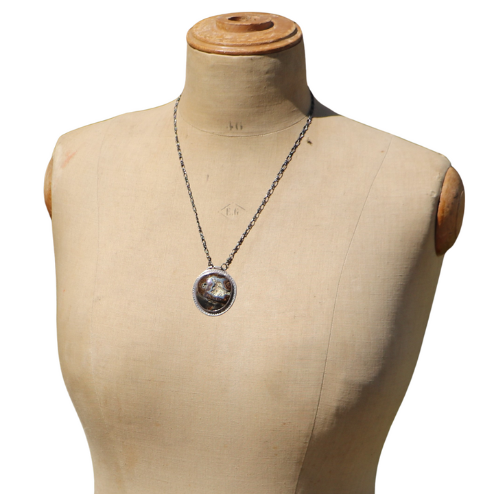 Pendentif ammonite pyritisée – Argent 925 avec chaîne