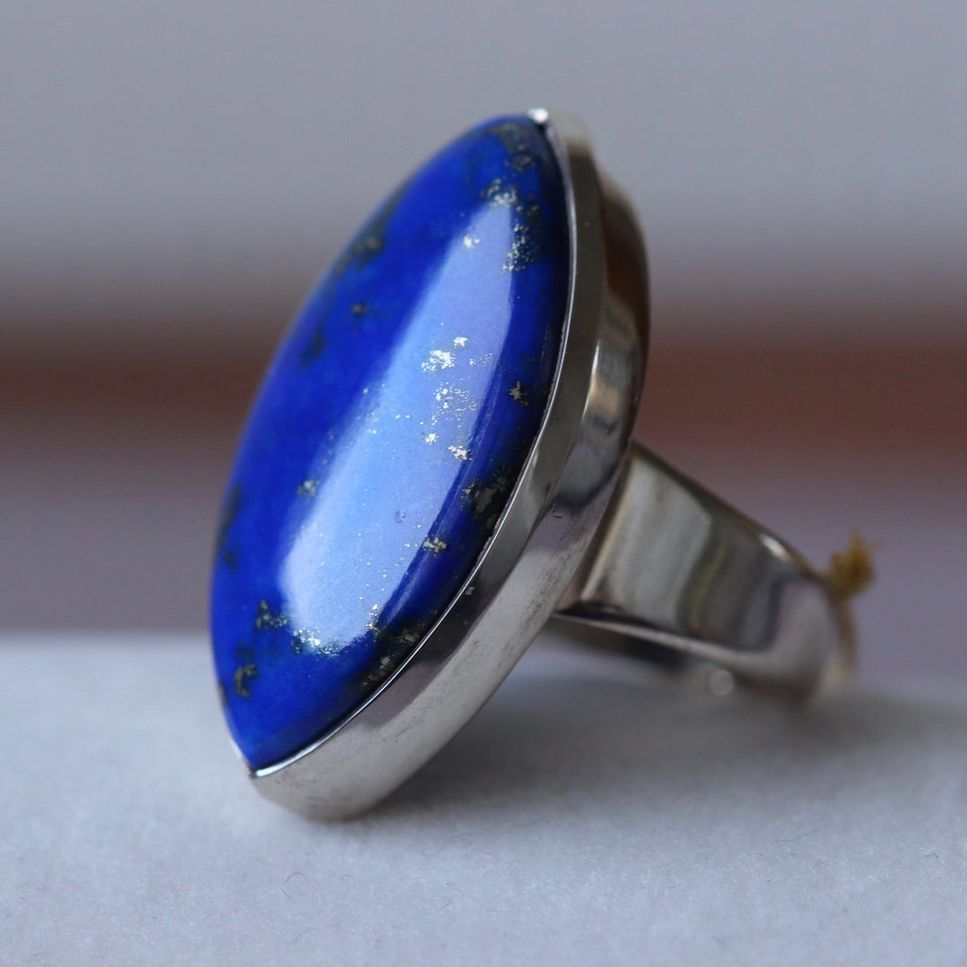 Bague avec lapis lazuli en argent - taille 54 - BS020