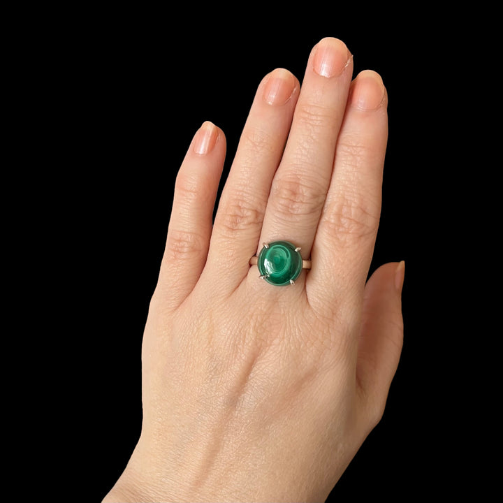 Bague en argent avec malachite - taille 59  - BS114
