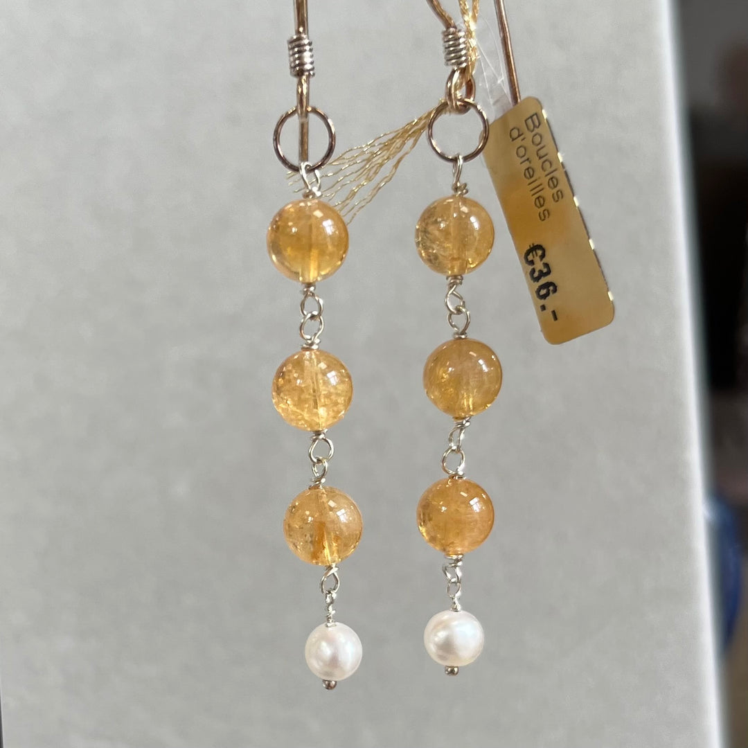 Boucles d’oreilles en argent avec citrine, en argent