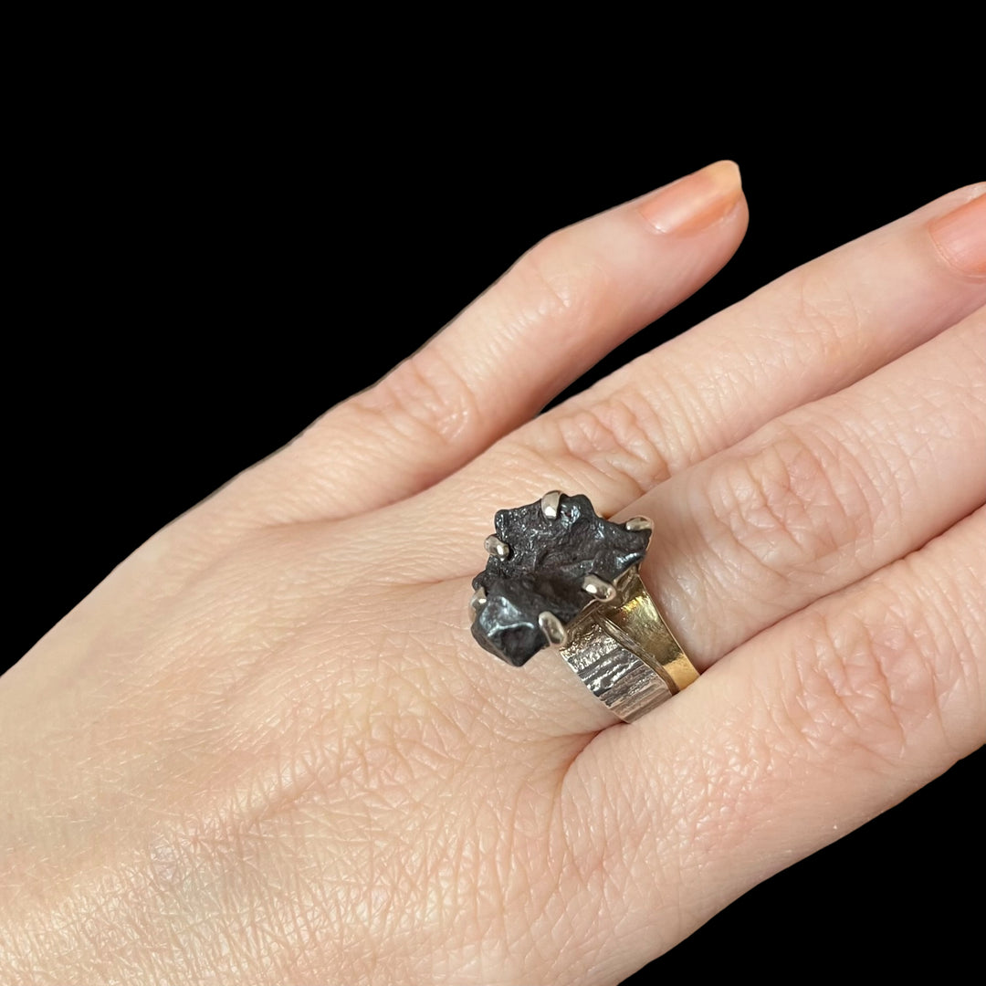 Bague avec météorite en argent - taille 56 - BS004