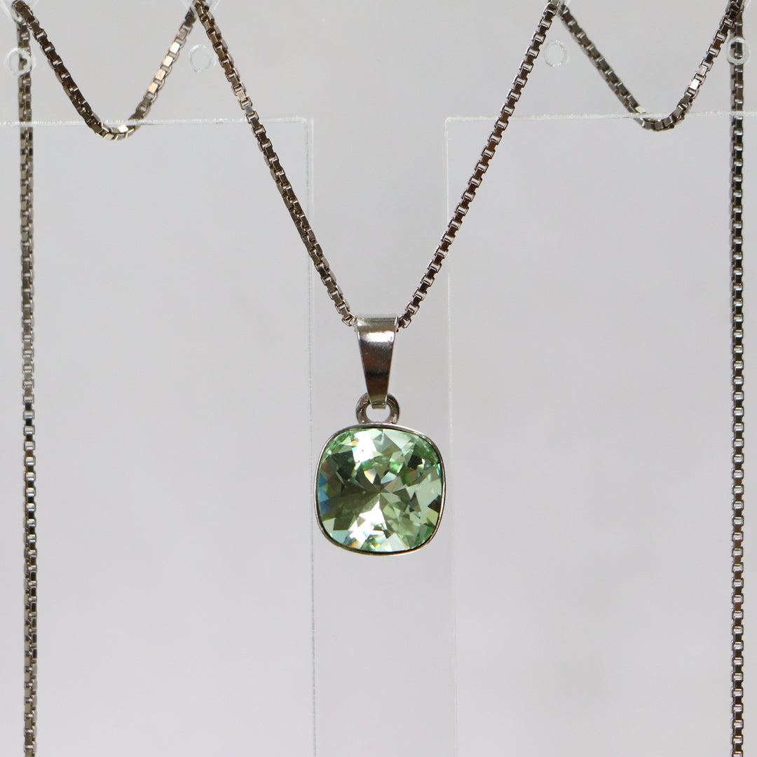 Серьги, кристаллы Сваровски, Rhodied Silver, светло -зеленый, манон