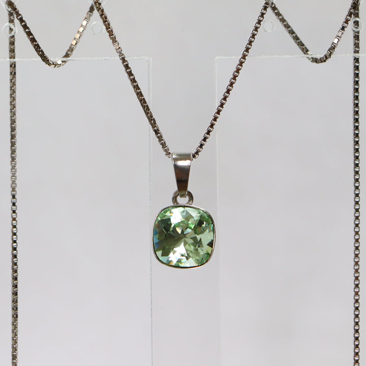 Серьги, кристаллы Сваровски, Rhodied Silver, светло -зеленый, манон