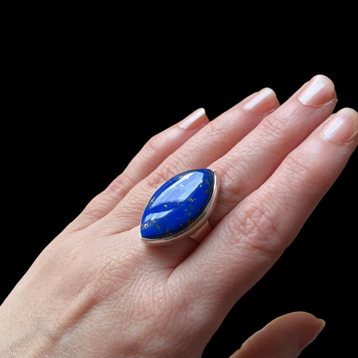 Bague avec lapis lazuli en argent - taille 54 - BS020