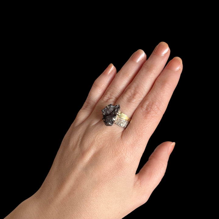 Bague avec météorite en argent - taille 56 - BS004