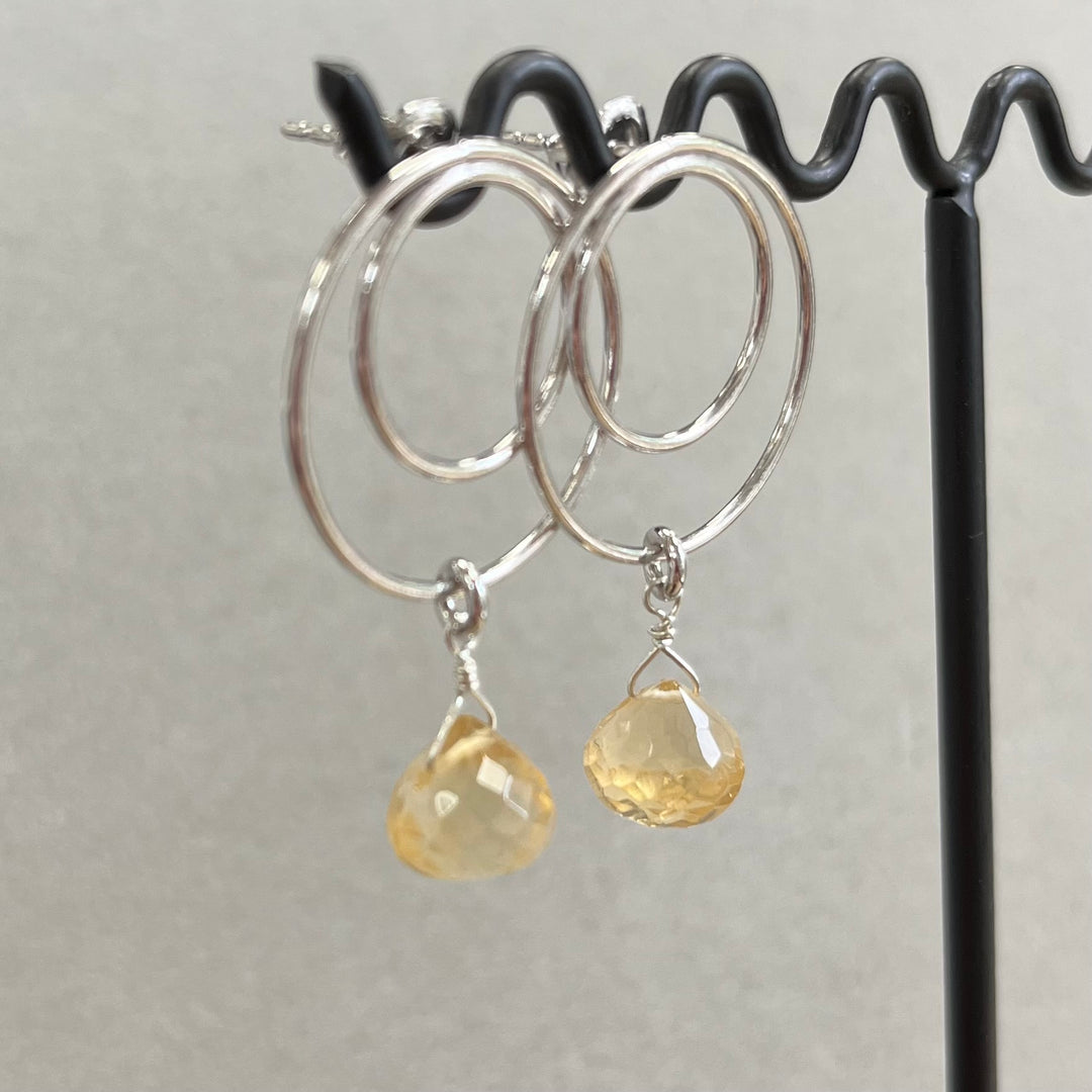 Boucles d’oreilles en argent avec citrine, en argent