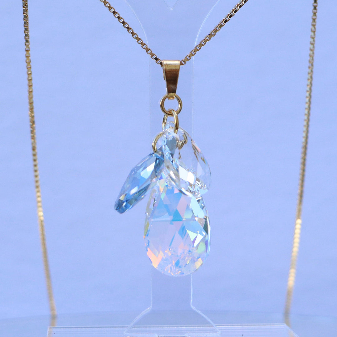 带有施华洛世奇晶体的耳环,金银,ab晶体,花朵