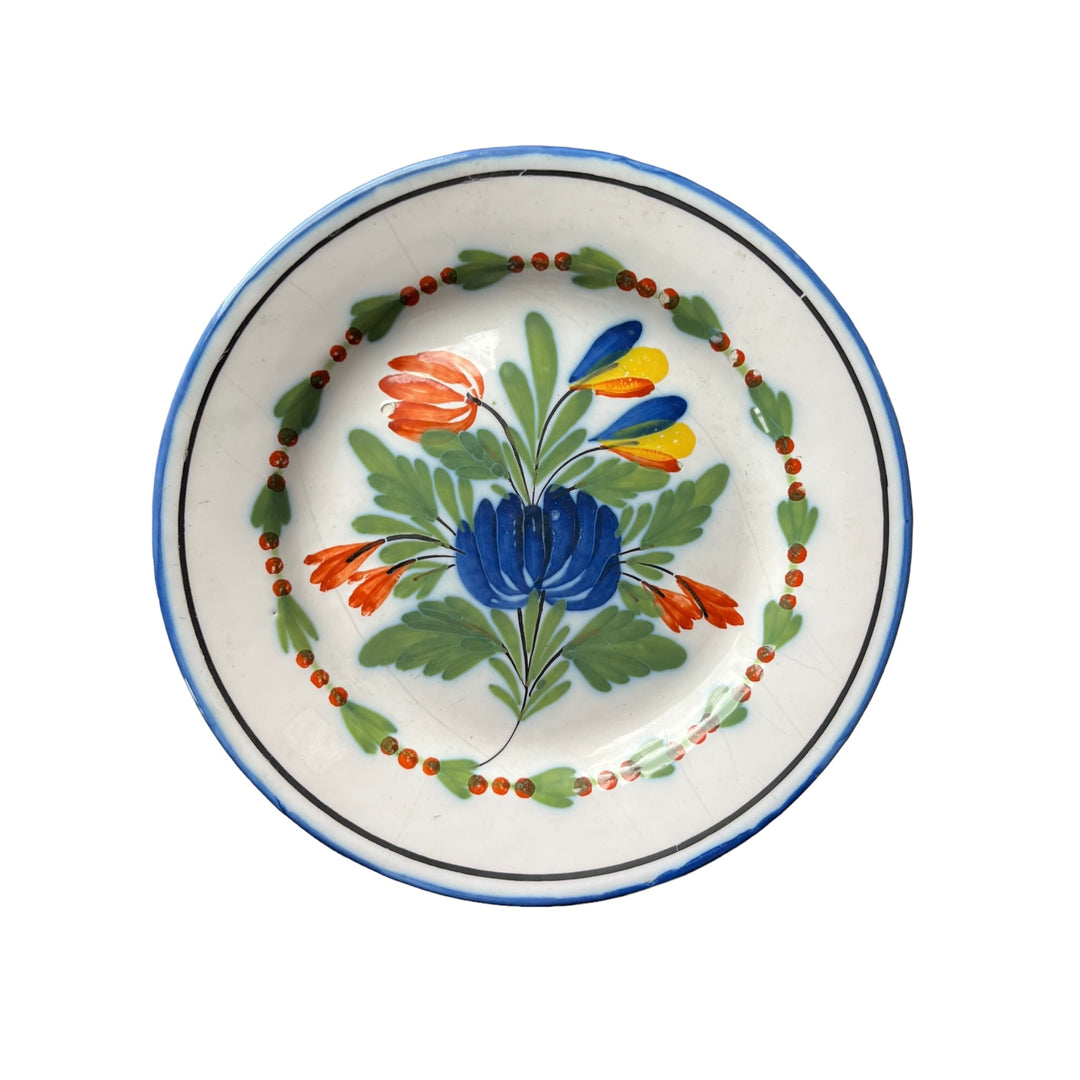 Assiette bouquet fleurs faïence de l’est Waly