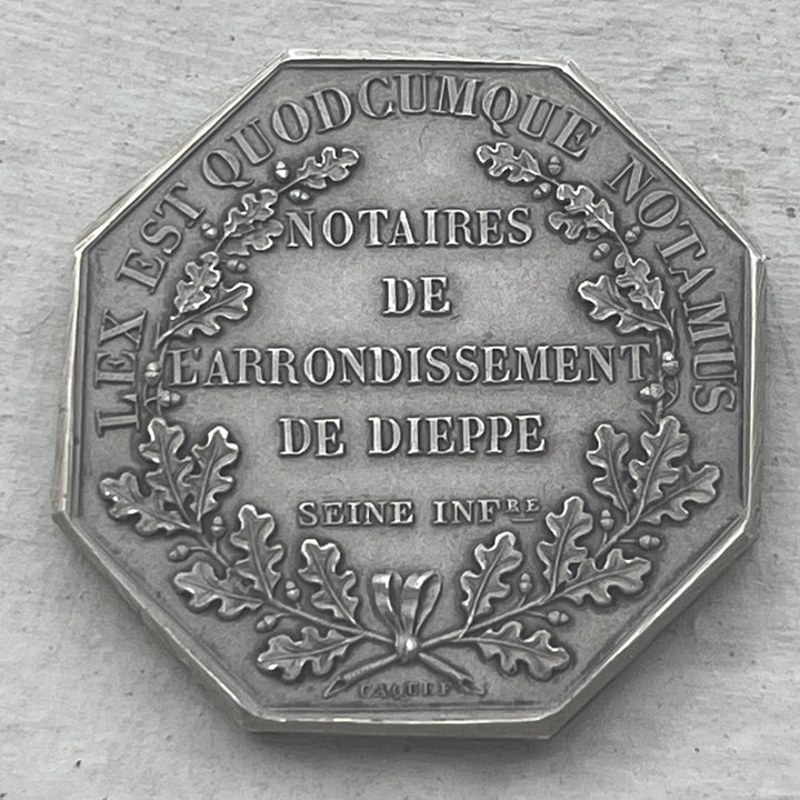 Silver token, notaries Charles x Dieppe Corne Flan Mat