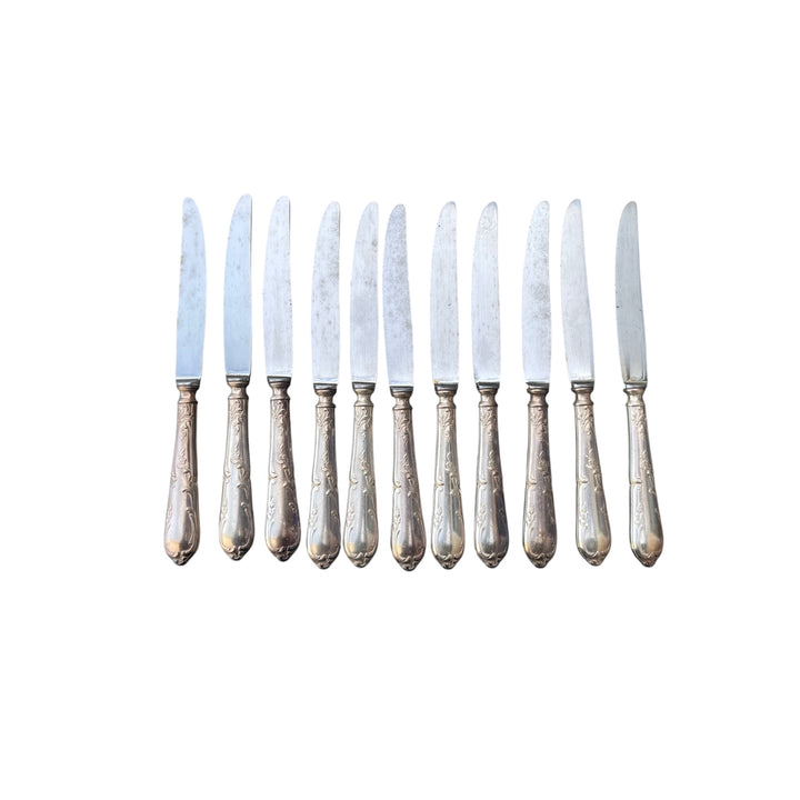 11 Sfam dessert knives Plated silver handle Louis XVI model and steel blade