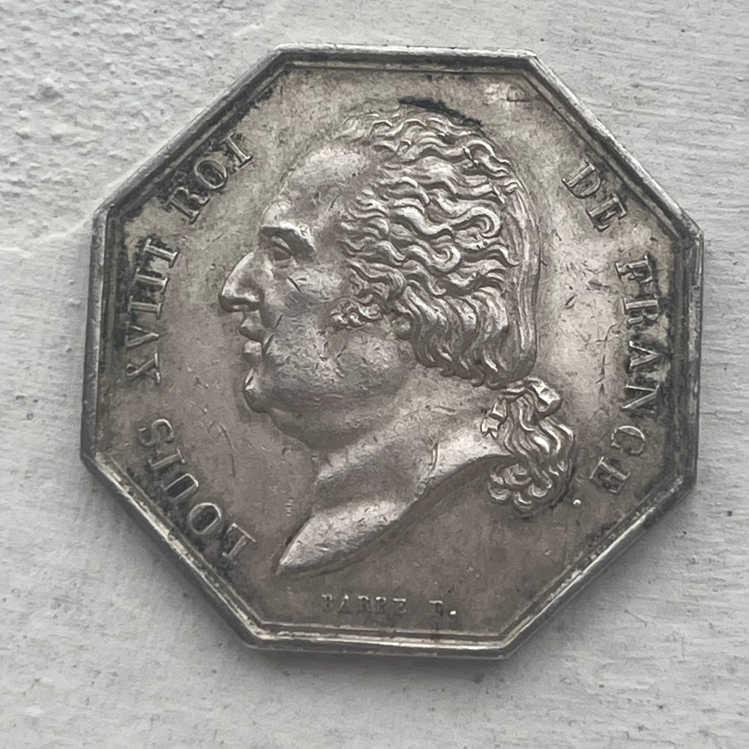 Silver token, notaries, Louis XVIII, Melun