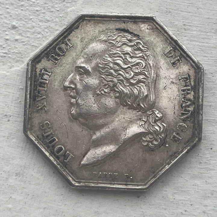 Silver token, notaries, Louis XVIII, Melun