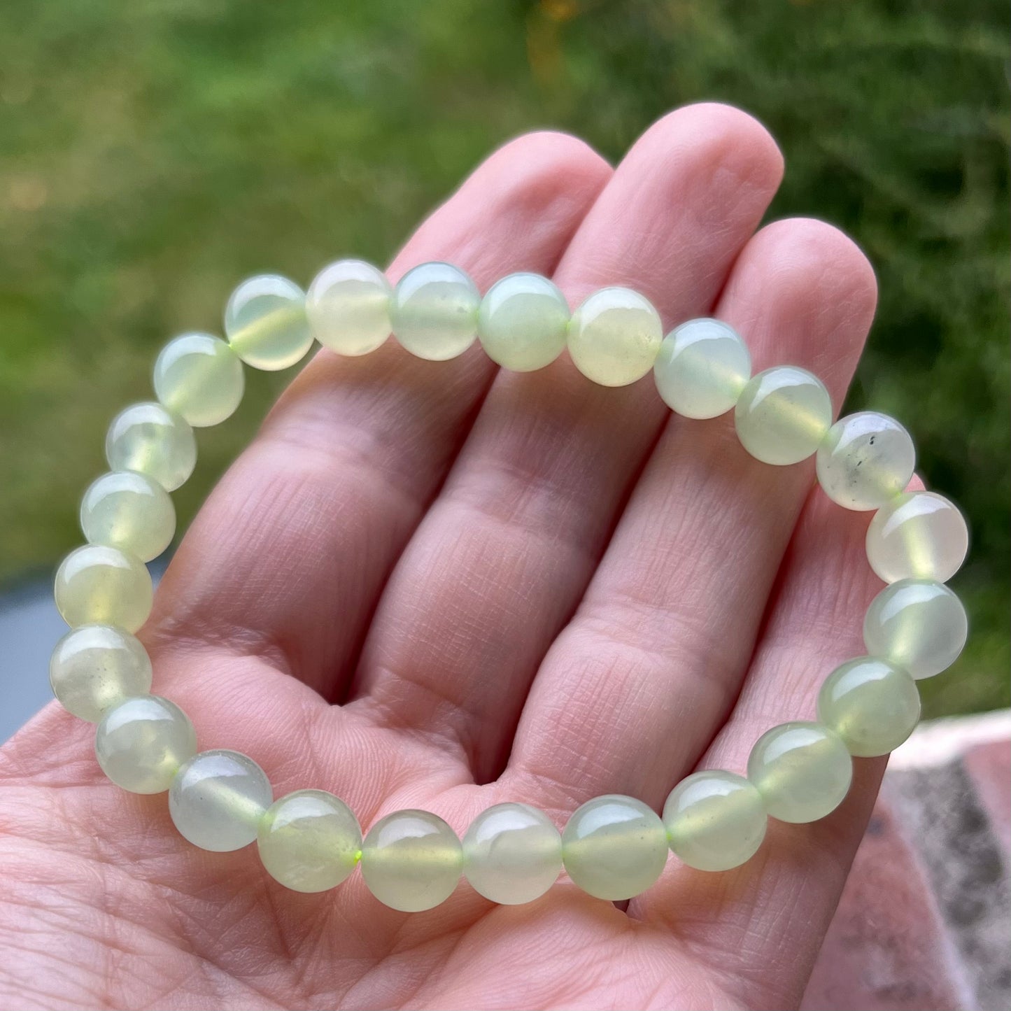 Bracelet SERPENTINE ("jade de chine") pierres boules 8 mm