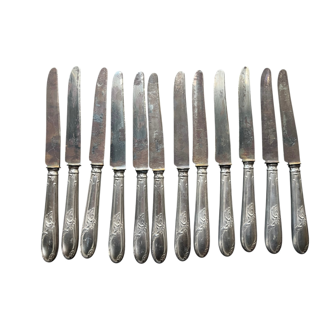 Apollo housewife 12 forks, 12 tablespoons and 24 knobs Silver Silver Model Title Model Rocaille and Steel blade in the Lion XIX