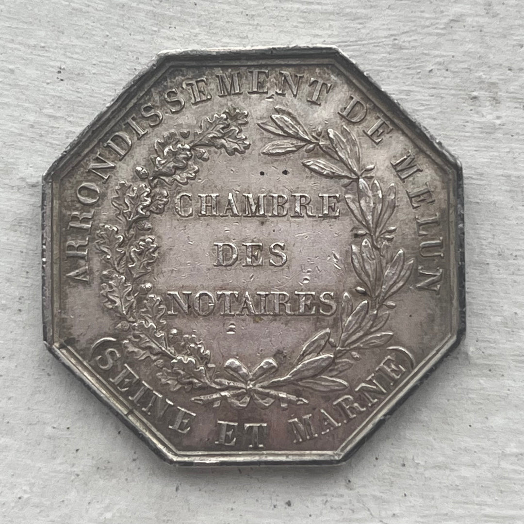 Silver token, notaries, Louis XVIII, Melun