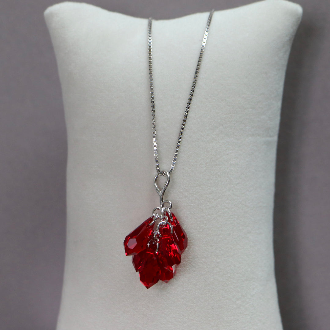 耳环,施华洛世奇晶体,阴暗的银,深红色,葡萄