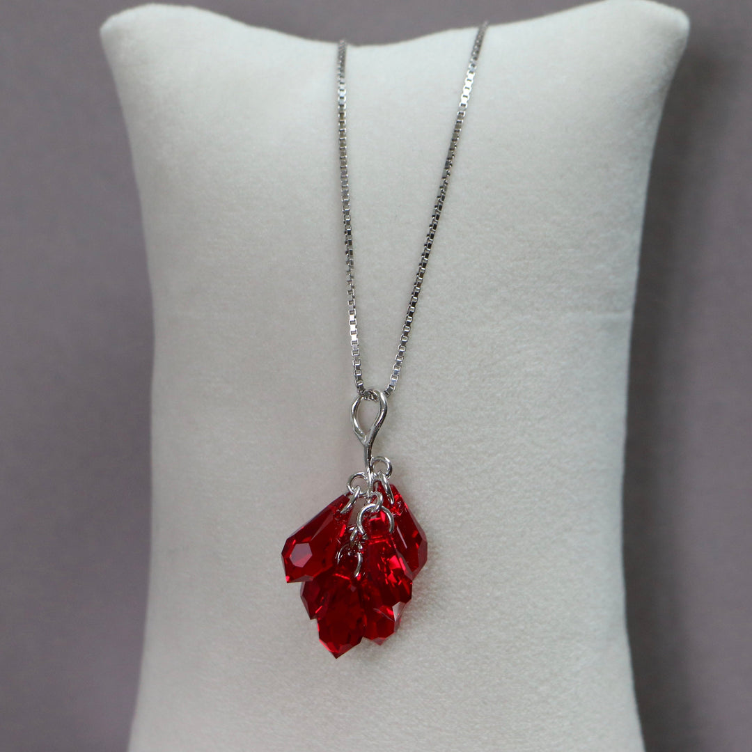 吊坠,施华洛世奇晶体,鲜艳的银,深红色,葡萄