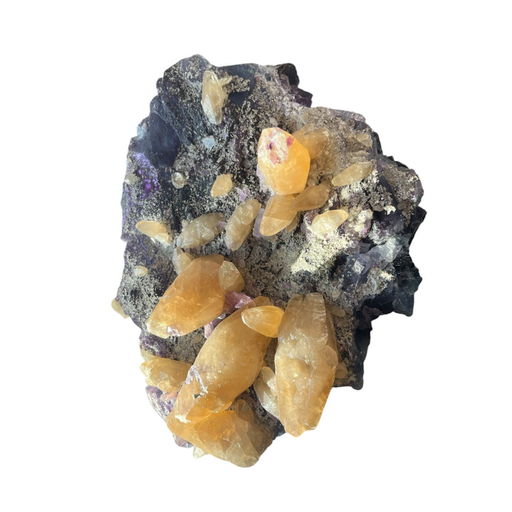 Флуорит Виолетт Зоне с кальцитом Denton Mine Illinois USA DB13