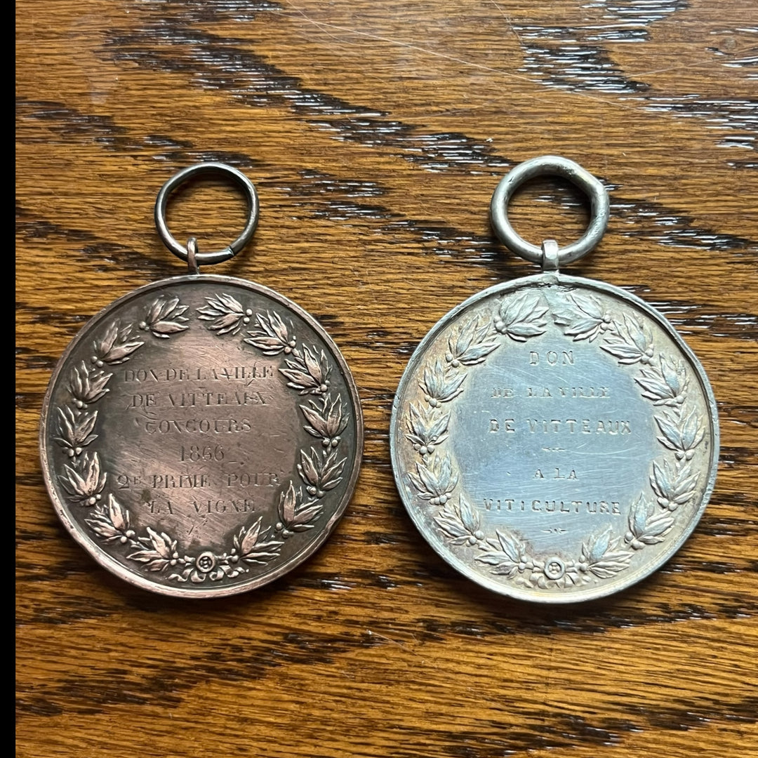 Silver and copper medal, Viticulture Vigne, Napoleon 3, city of Vitteaux