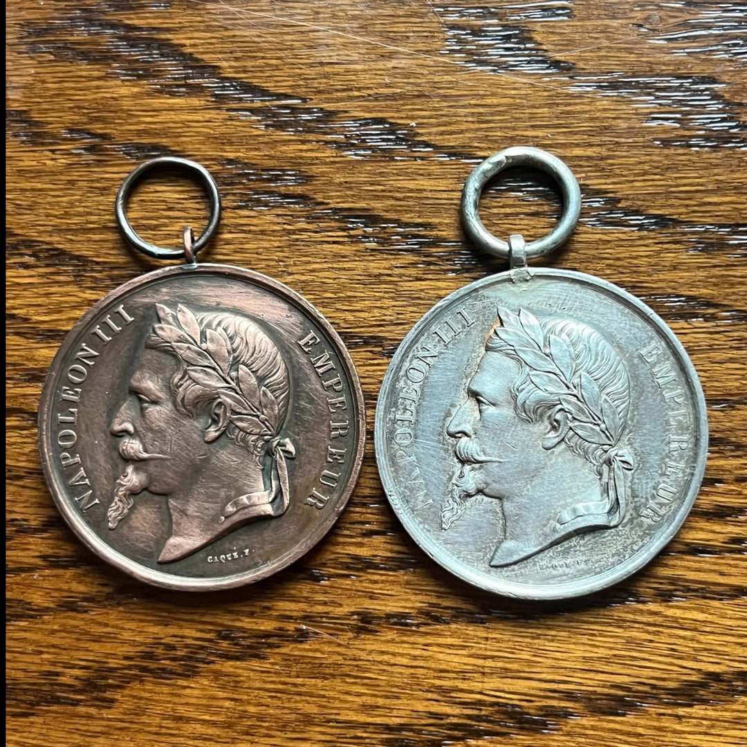 Silver and copper medal, Viticulture Vigne, Napoleon 3, city of Vitteaux
