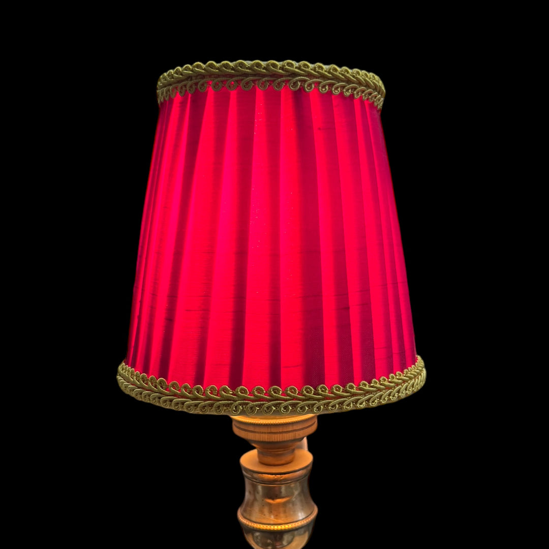 Mini abat-jour en soie plissée, pour lustre ou applique, rouge