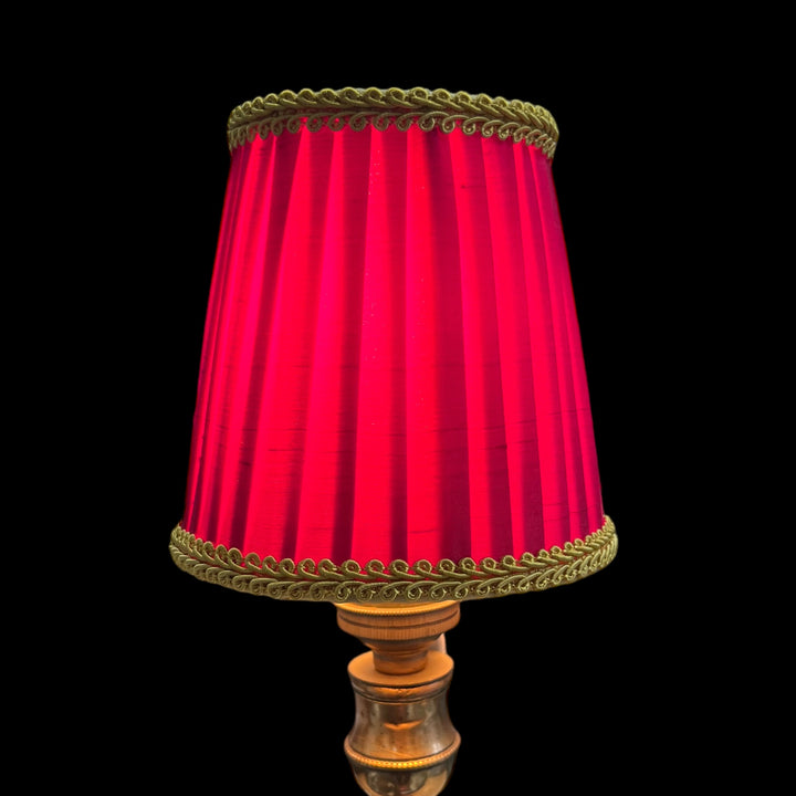 Mini abat-jour en soie plissée, pour lustre ou applique, rouge