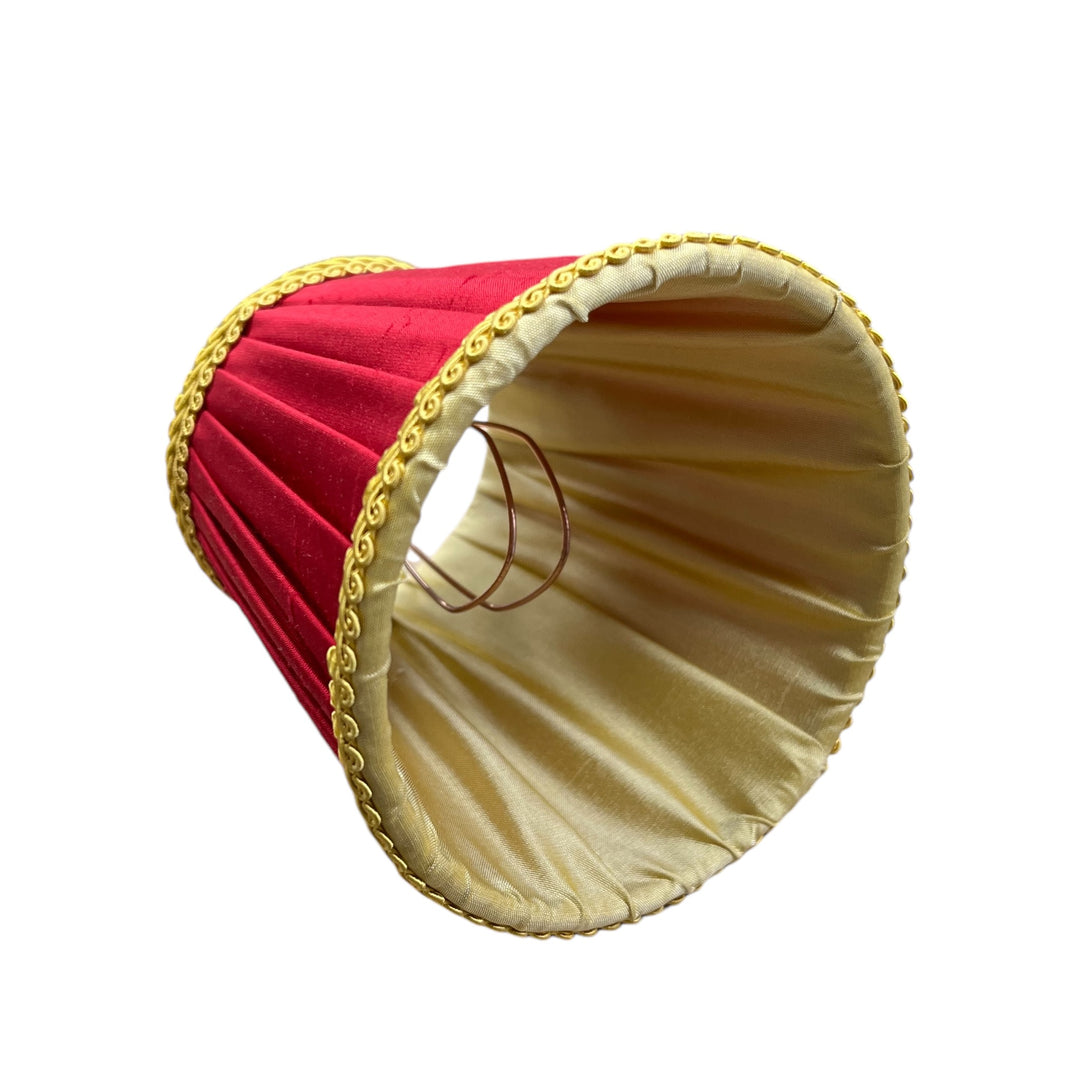 Mini abat-jour en soie plissée, pour lustre ou applique, rouge