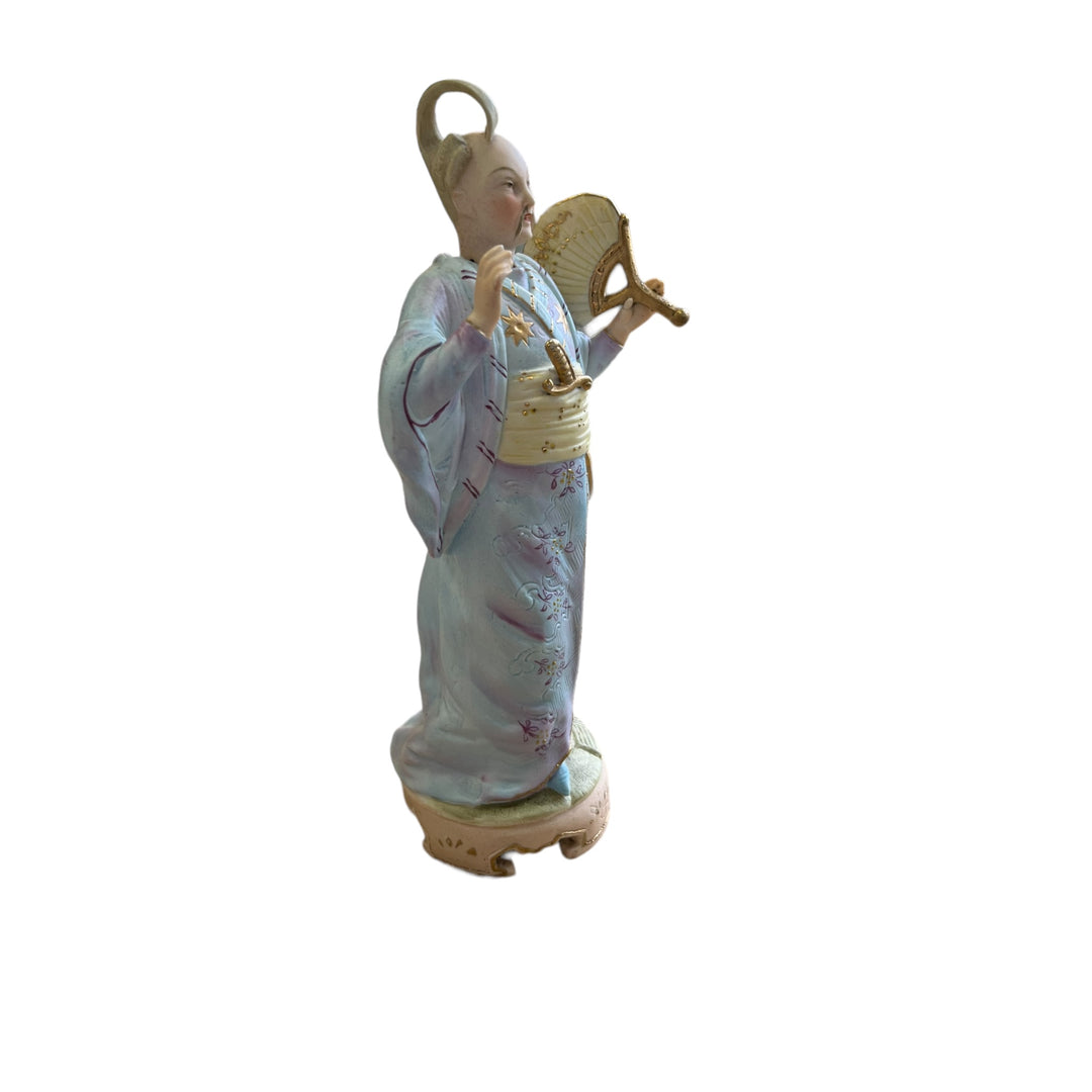Chinese courtier in bisque porcelain with moving head 19th century