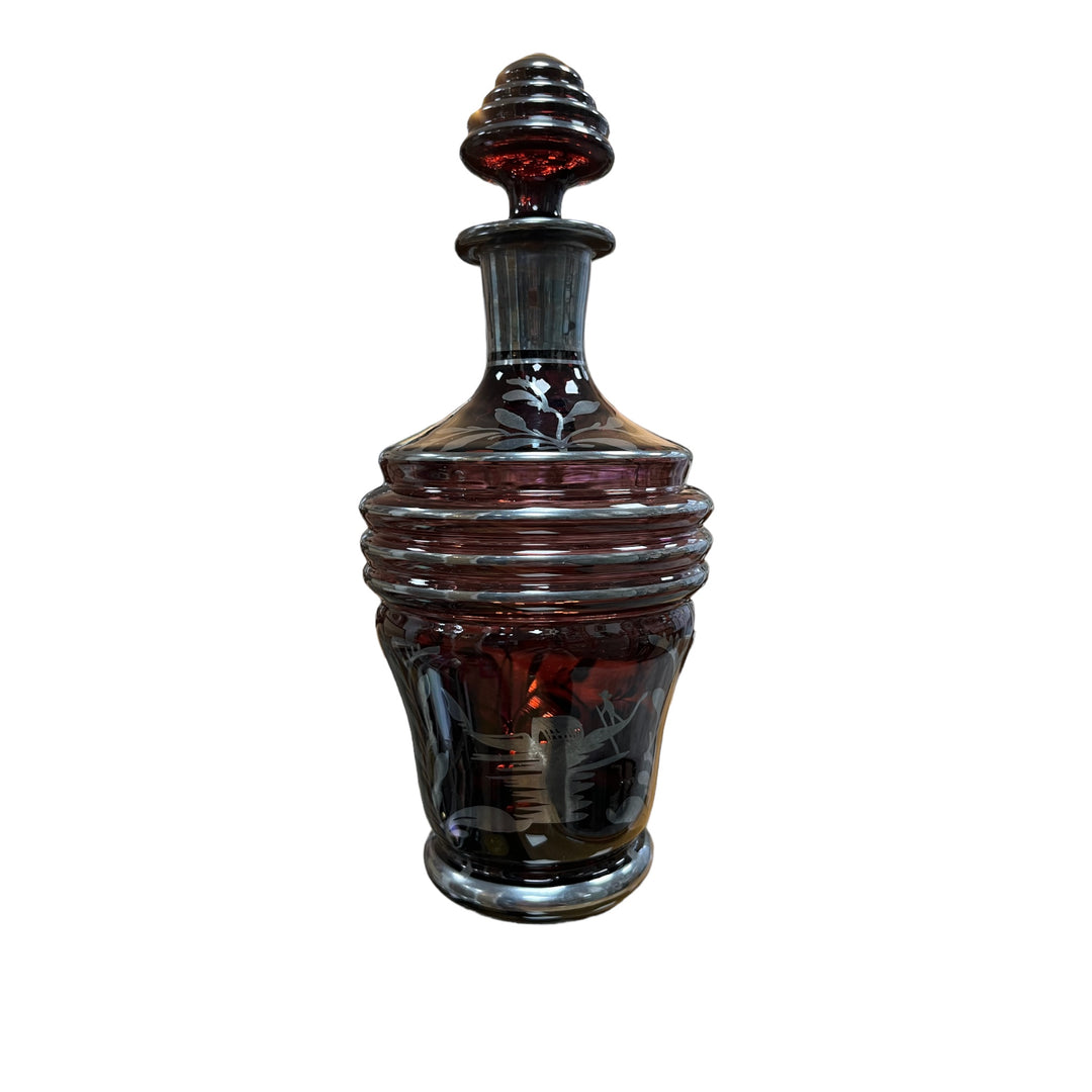 维尼斯的银色Murano玻璃吊船装饰的装饰艺术风格的利口酒服务