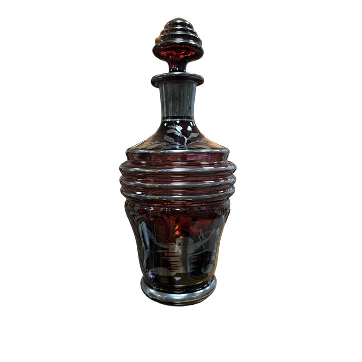 维尼斯的银色Murano玻璃吊船装饰的装饰艺术风格的利口酒服务