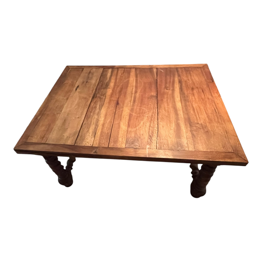 Wooden dining table on foot turned in a spiral Louis XIII style
