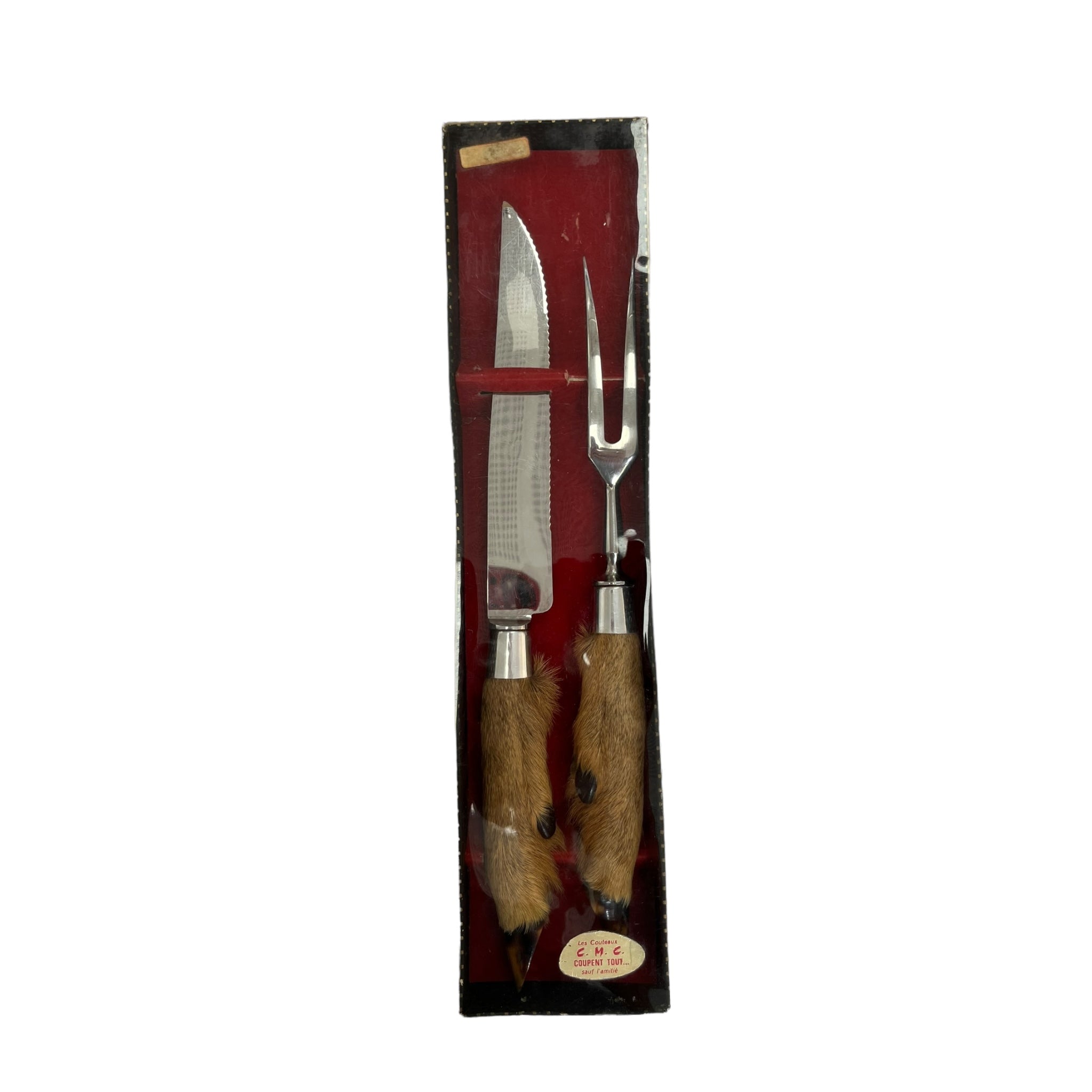ANCIEN SERVICE À Découper en Inox Pattes de Chevreuil dans coffret d ANCIEN SERVICE À Découper en Inox Pattes de Chevreuil dans coffret d
