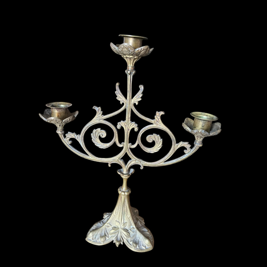 Pair of Art Nouveau Religious Chandeliers with 3 Enlightenment