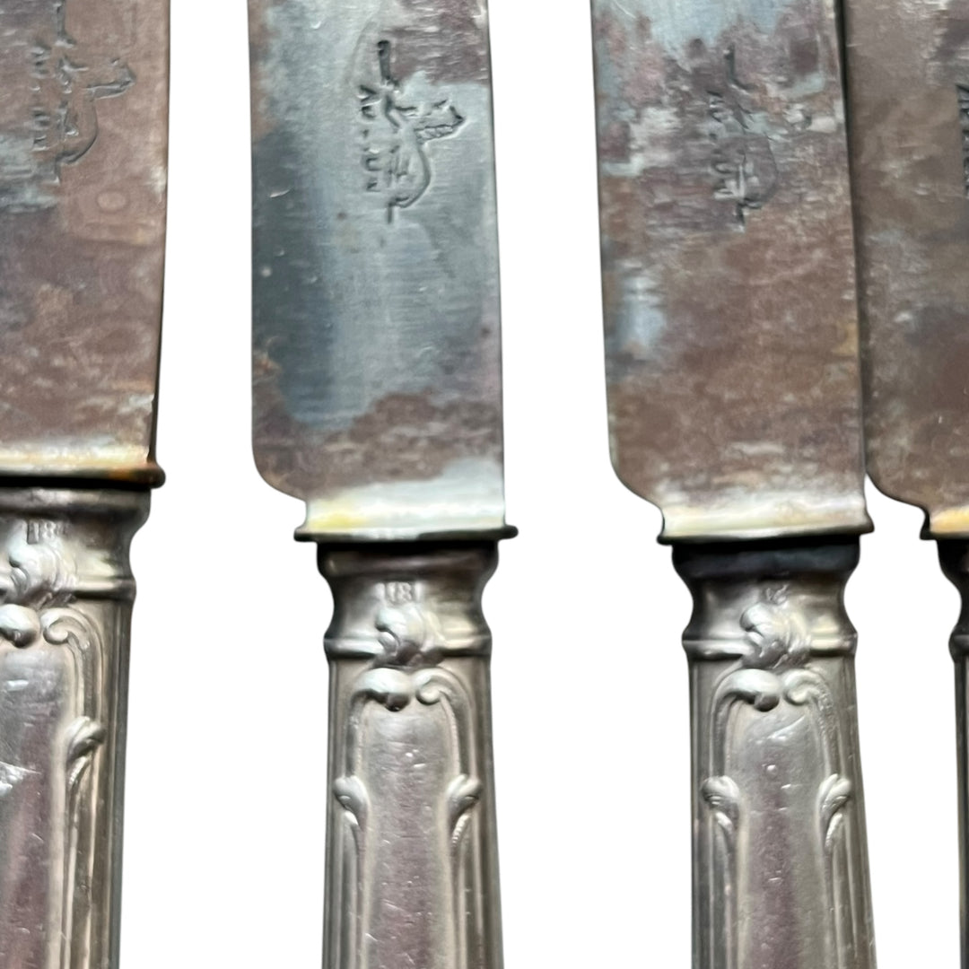 Apollo housewife 12 forks, 12 tablespoons and 24 knobs Silver Silver Model Title Model Rocaille and Steel blade in the Lion XIX