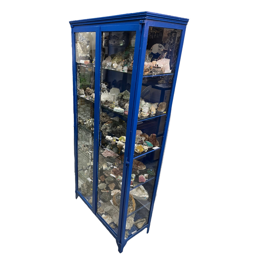 vitrine médicale bleue 2 portes en fer époque art déco