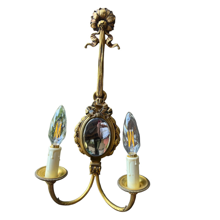 Louis XVI style mirror walls in gilded bronze and chrome