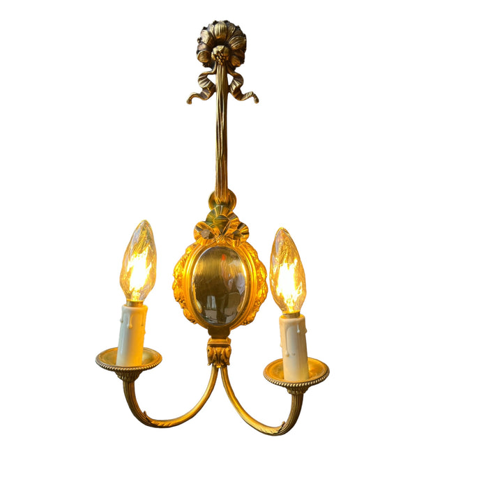 Louis XVI style mirror walls in gilded bronze and chrome