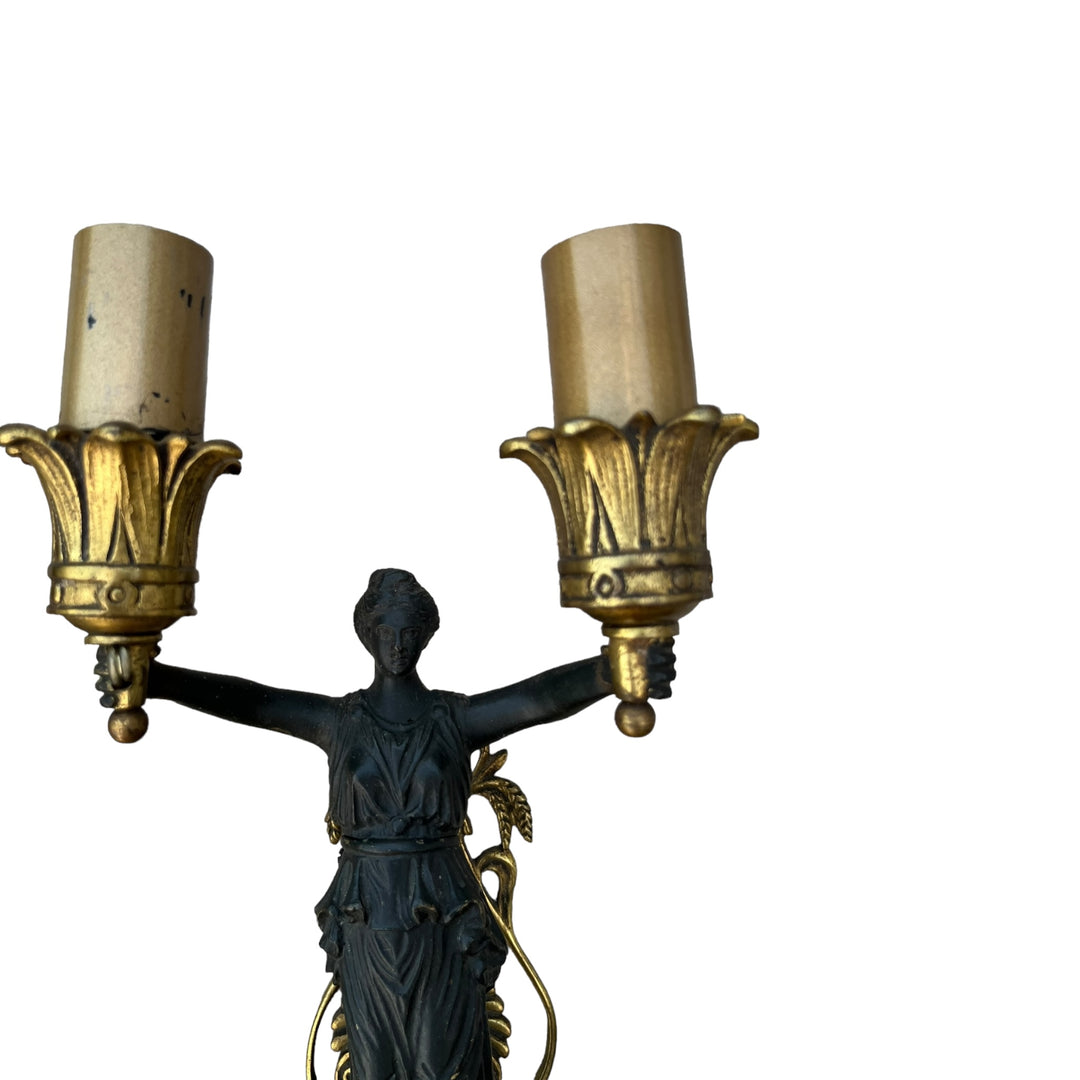 Bronze vestal walls 2 Empire style patinas with lampshade