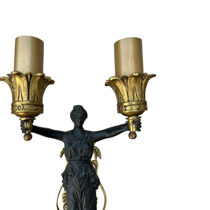 Bronze vestal walls 2 Empire style patinas with lampshade