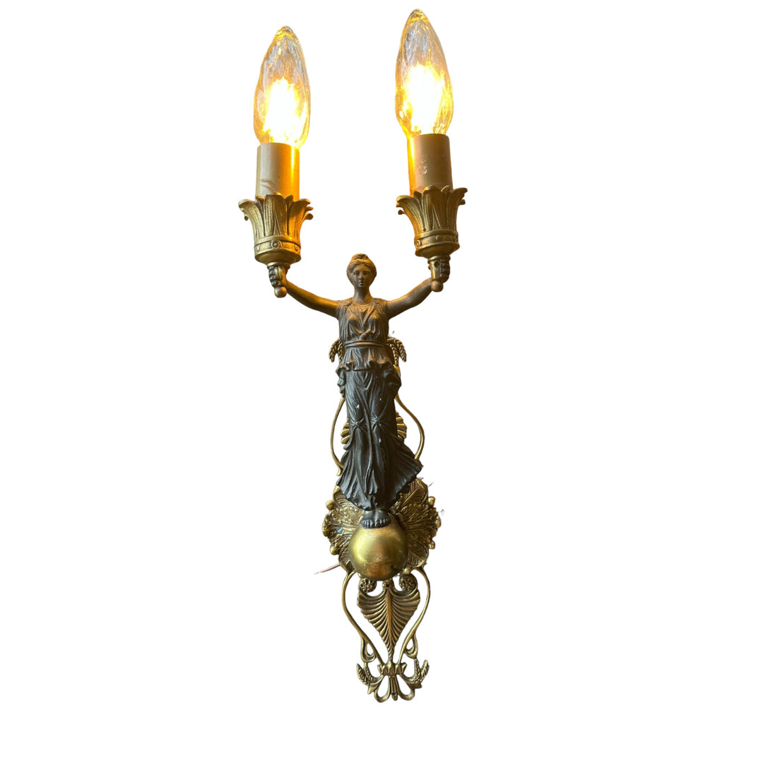 Bronze vestal walls 2 Empire style patinas with lampshade