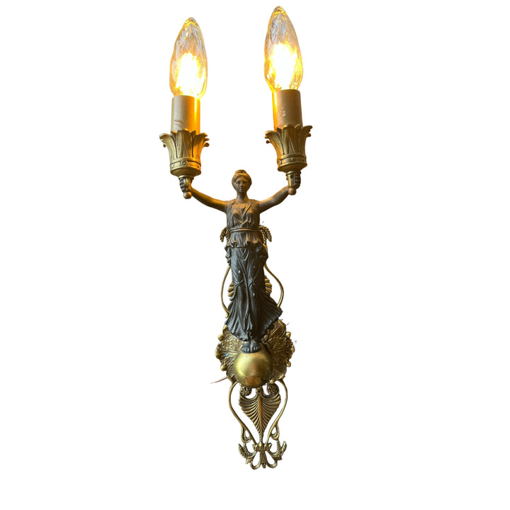 Bronze vestal walls 2 Empire style patinas with lampshade