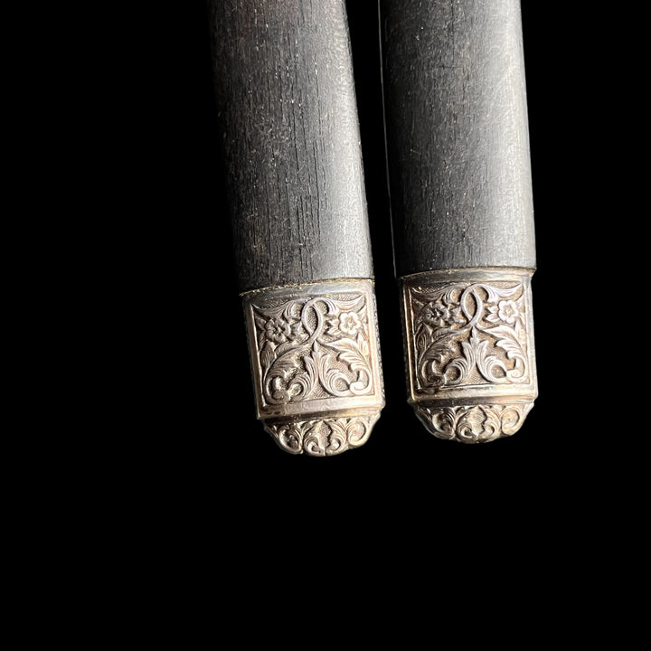 11 knives in ebony miter and virole in late 19th century silver