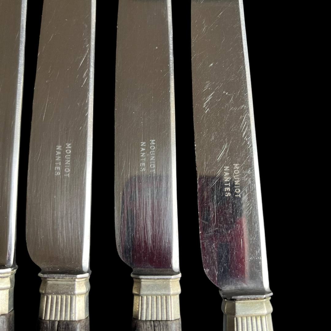 10 Large Art Deco knives Ebony Manche and Mouniot Nantes stainless blade