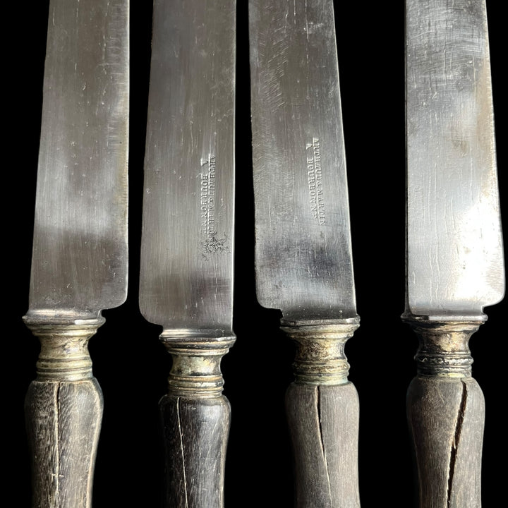 12 knives in ebony and bourbonne steel blade 19th century