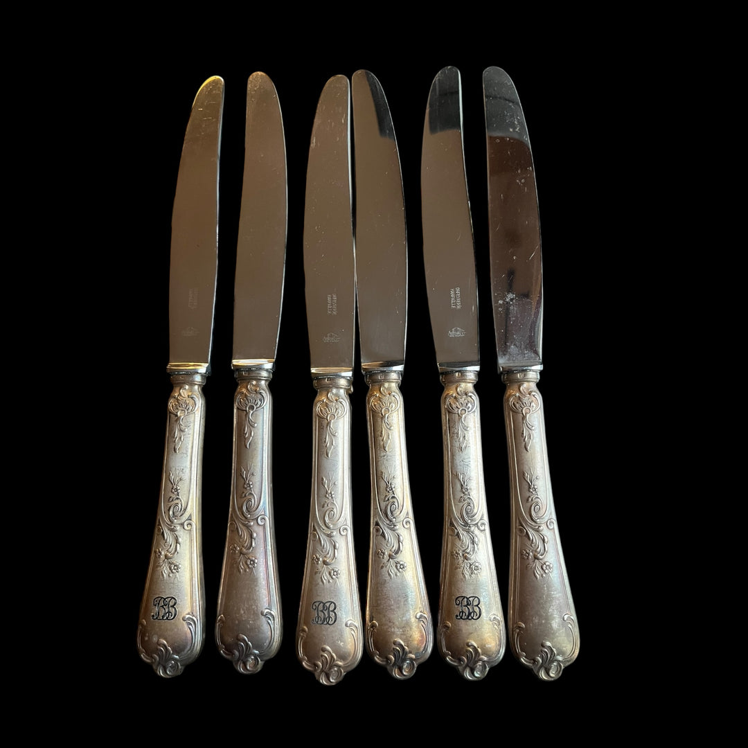 6 Louis XV Style Knives Rockery Silver Silver Plated Gold