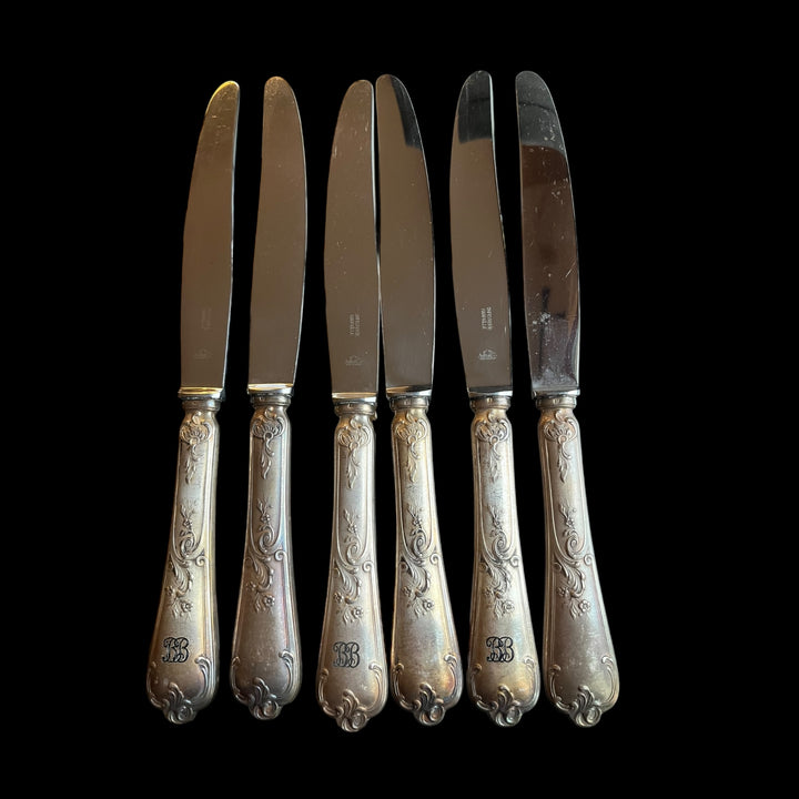 6 Louis XV Style Knives Rockery Silver Silver Plated Gold