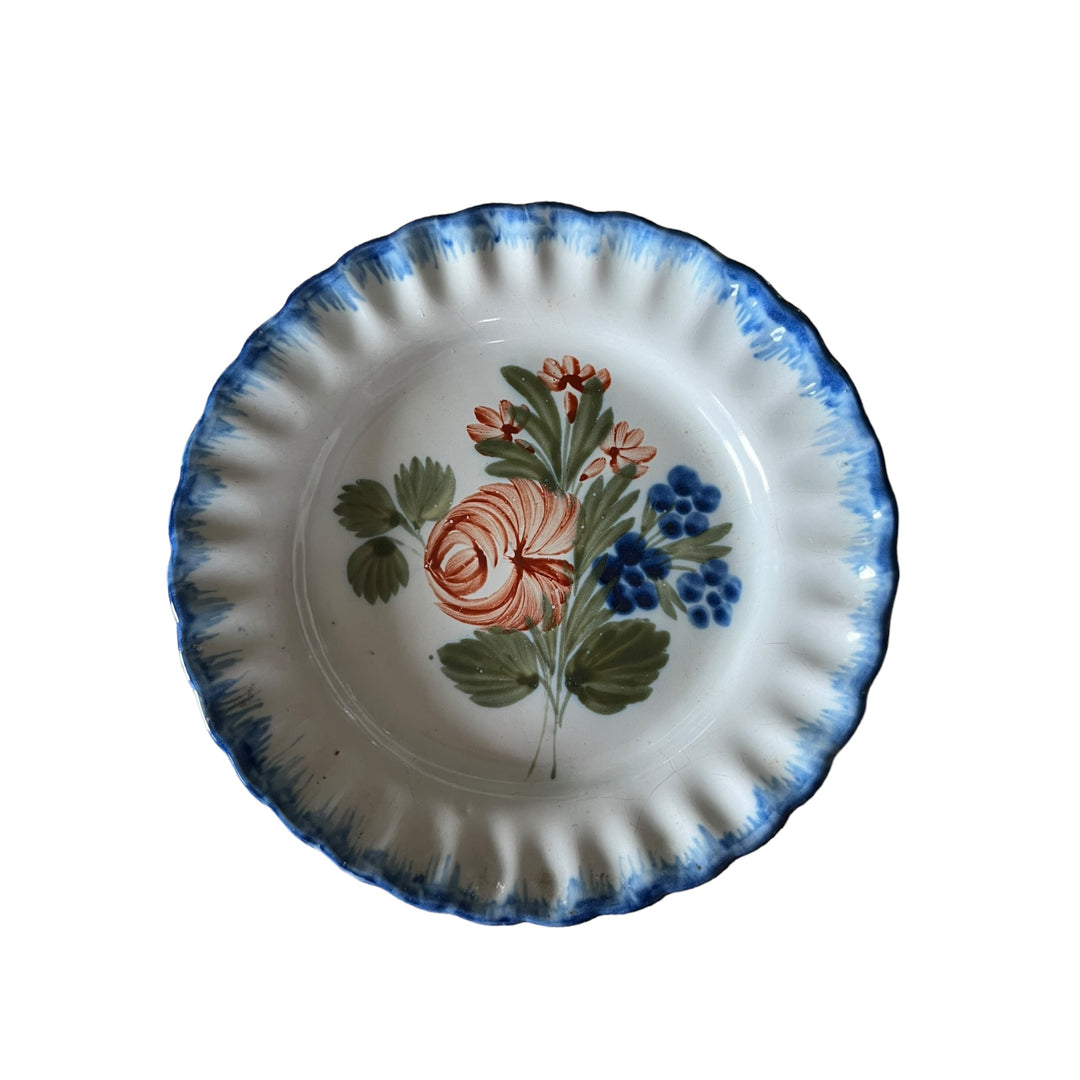 Assiette faïence d’Auvillar décor de bouquet fleuri polychrome XIXe