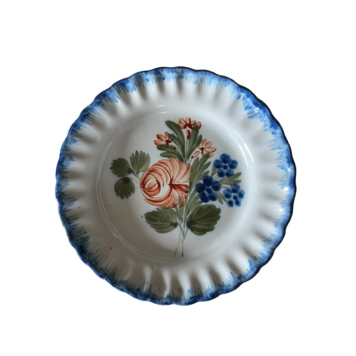 Assiette faïence d’Auvillar décor de bouquet fleuri polychrome XIXe