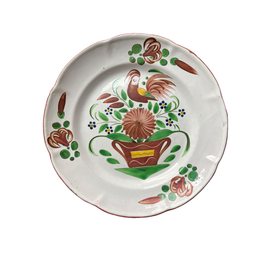 Assiette N2 au coq faïence des Islettes XVIIIe